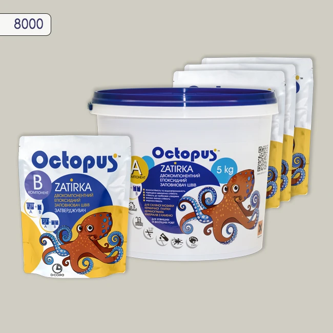 Затирка епоксидна колір 8000, двухкомпонентна Octopus thumb 4