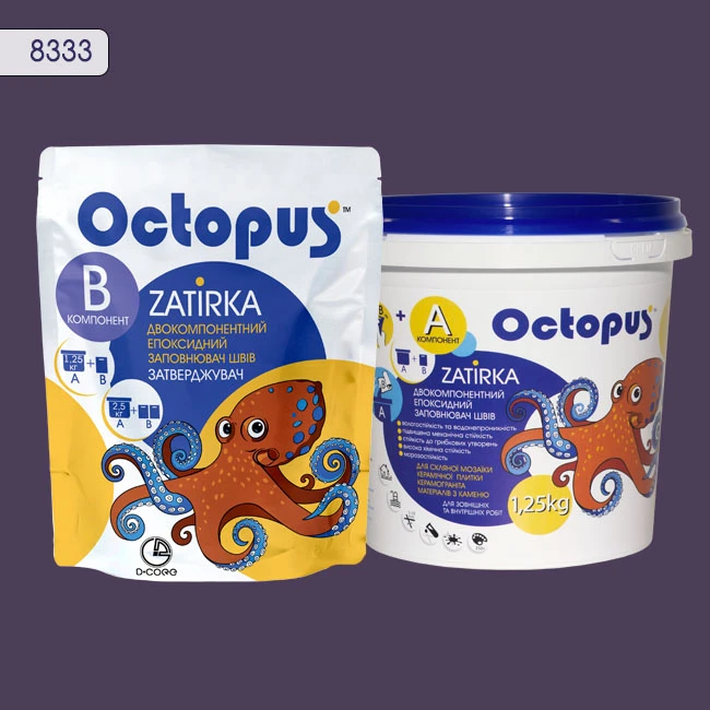 Затирка епоксидна колір 8333, двухкомпонентна Octopus thumb 2