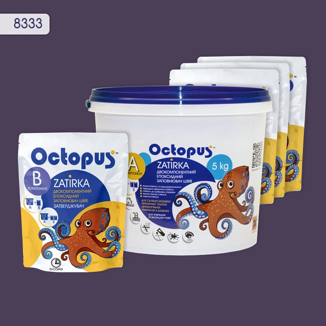 Затирка епоксидна колір 8333, двухкомпонентна Octopus thumb 4