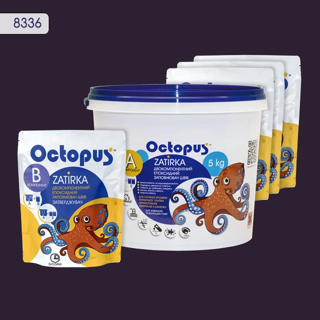 Затирка епоксидна колір 8336, двухкомпонентна Octopus thumb 4