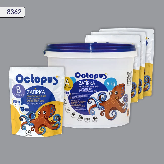 Затирка епоксидна колір 8362, двухкомпонентна Octopus thumb 4