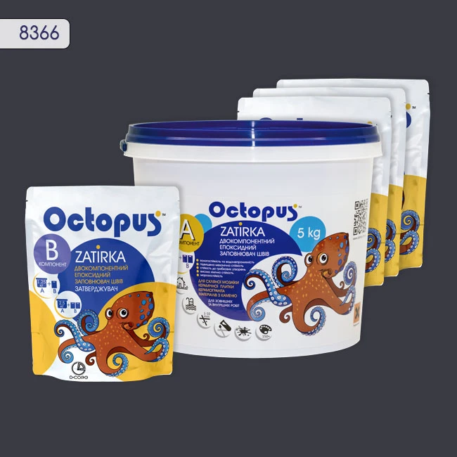 Затирка епоксидна колір 8366, двухкомпонентна Octopus thumb 4