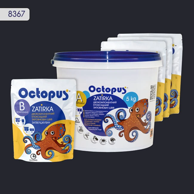 Затирка епоксидна колір 8367, двухкомпонентна Octopus thumb 4