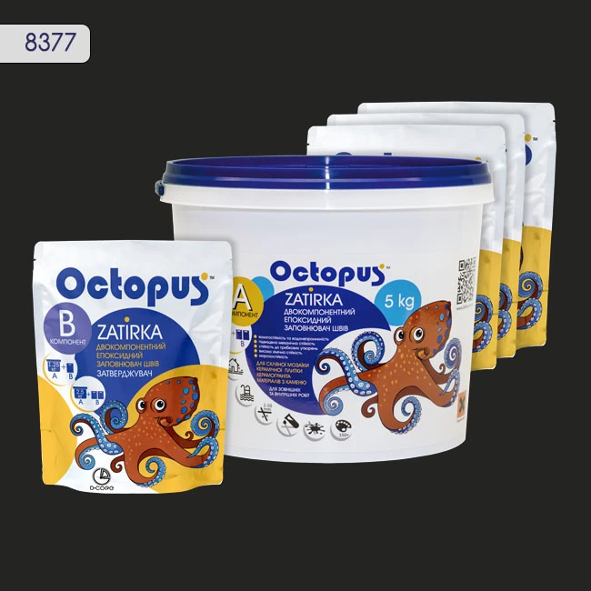 Затирка епоксидна колір 8377, двухкомпонентна Octopus thumb 4