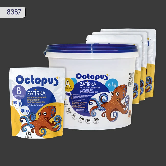 Затирка епоксидна колір 8387, двухкомпонентна Octopus thumb 4