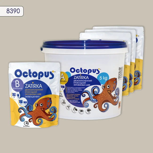 Затирка епоксидна колір 8390, двухкомпонентна Octopus thumb 4