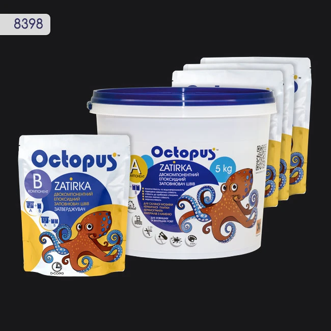 Затирка епоксидна колір 8398, двухкомпонентна Octopus thumb 4