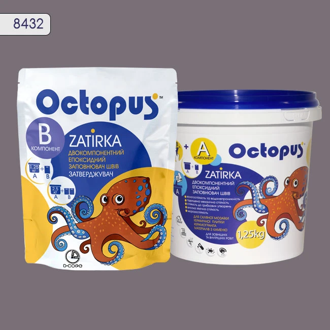 Затирка епоксидна колір 8432, двухкомпонентна Octopus thumb 2