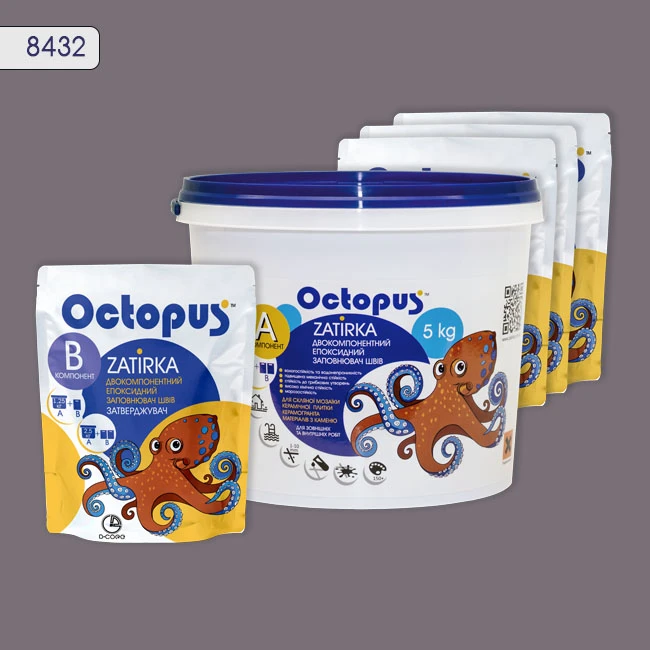 Затирка епоксидна колір 8432, двухкомпонентна Octopus thumb 4