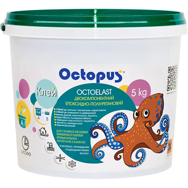 Клей OCTOELAST двокомпонентний епоксидно-поліуретановий 5 кг Octopus