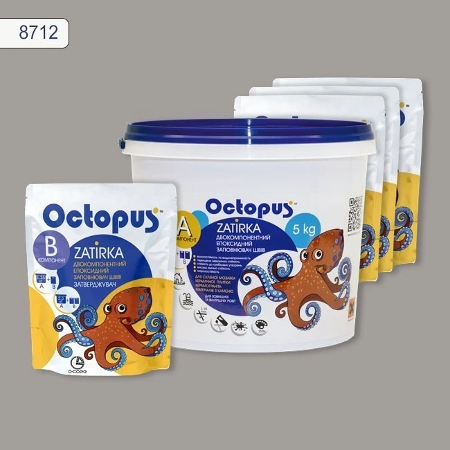 Затирка епоксидна колір 8712, двухкомпонентна Octopus thumb 2